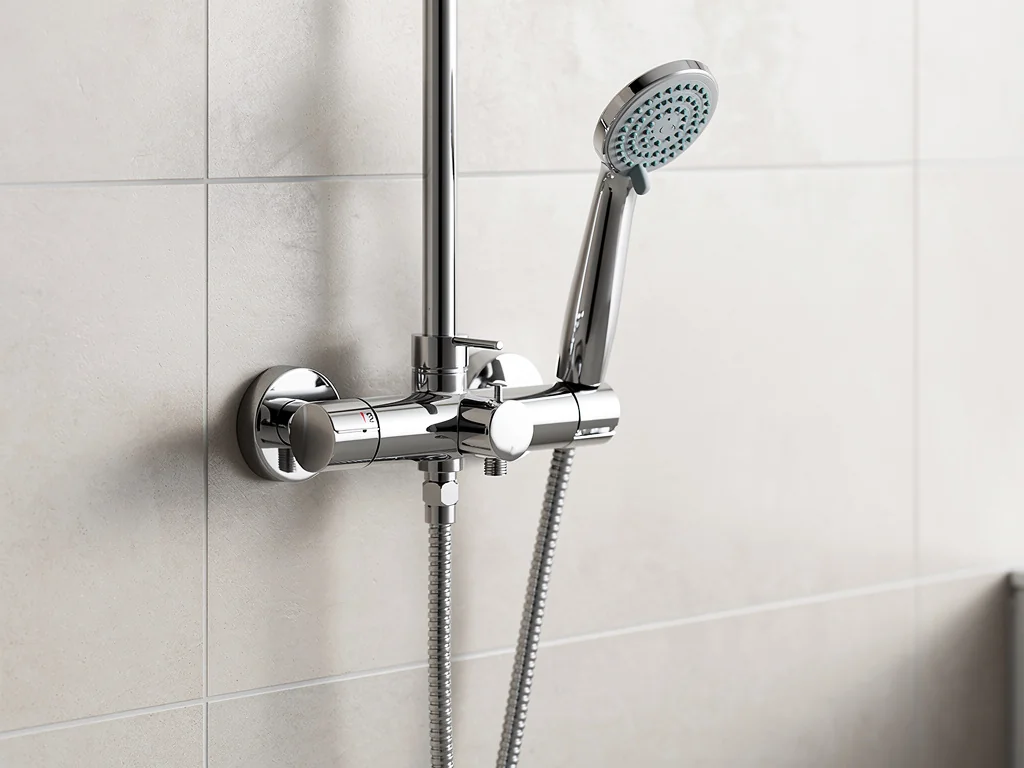 Mitigeur thermostatique anti-brûlure et douchette à hauteur réglable