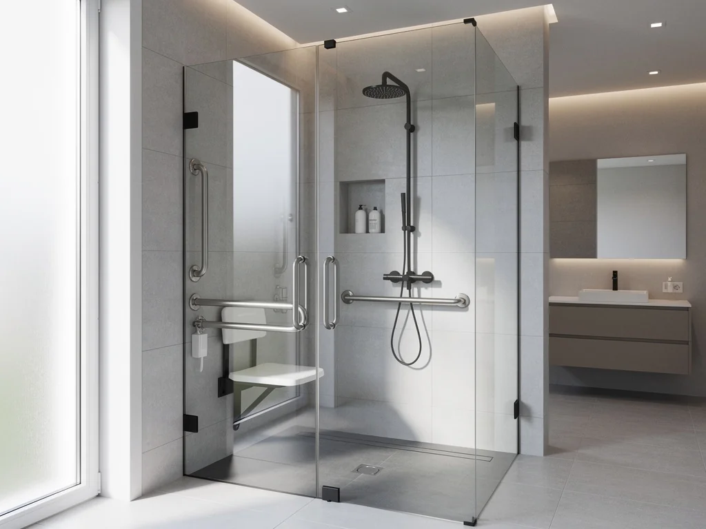 Cabine de douche intégrale prête à poser dans une salle de bain rénovée